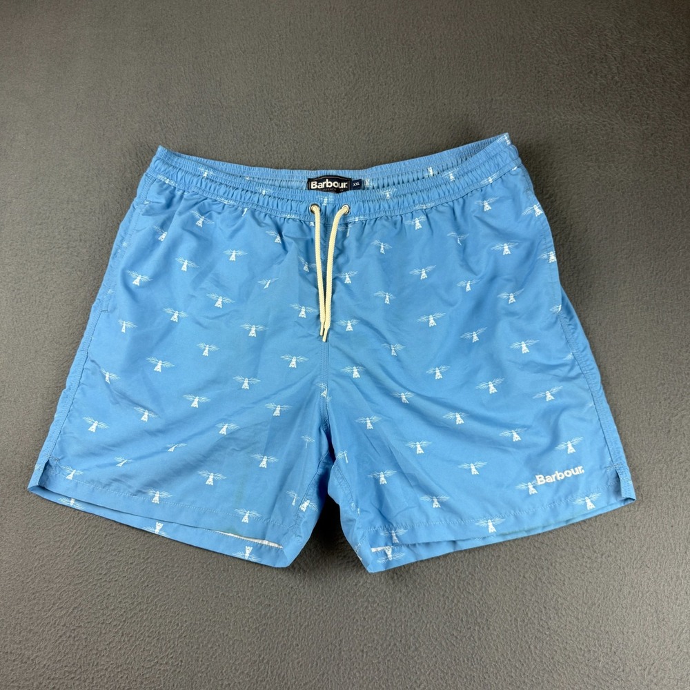 Barbour‎ Swim Trunks Men's 2XL Blue Lined Drawstring Lighthouse AOP Boat Surfing